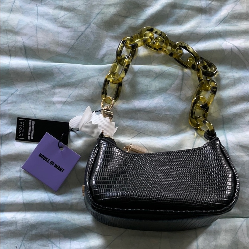 House of Want Black Lizard Micro Bag